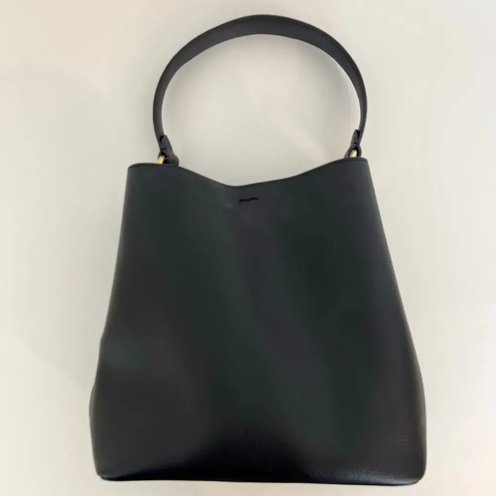 Coach Town Bucket Large Bag Pebble Leather Shoulder Crossbody Black 91122